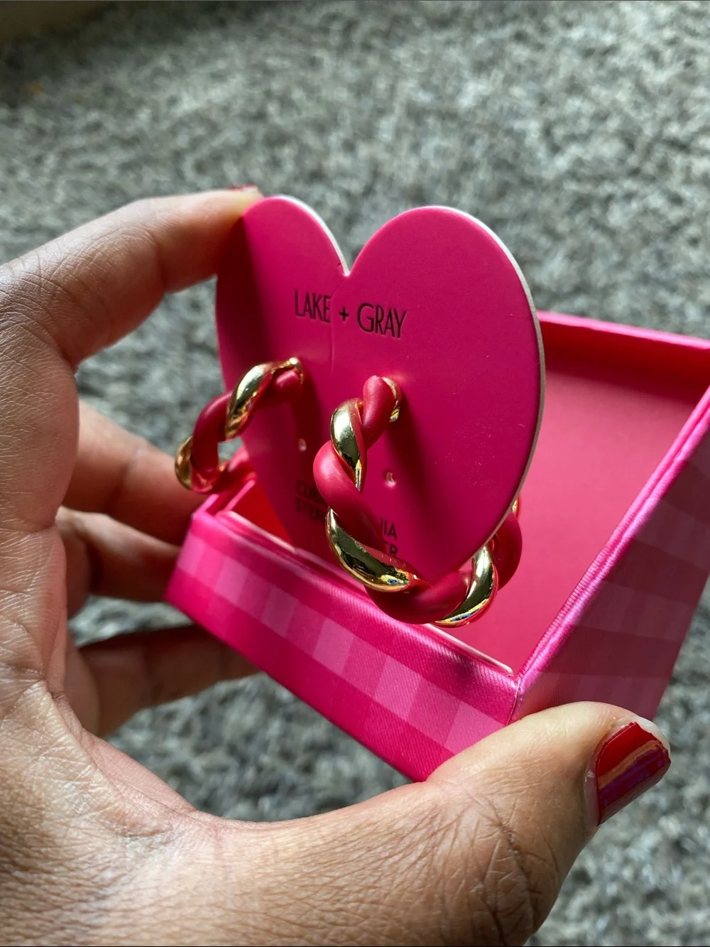 Pink and Gold Twisted Hoop Earrings